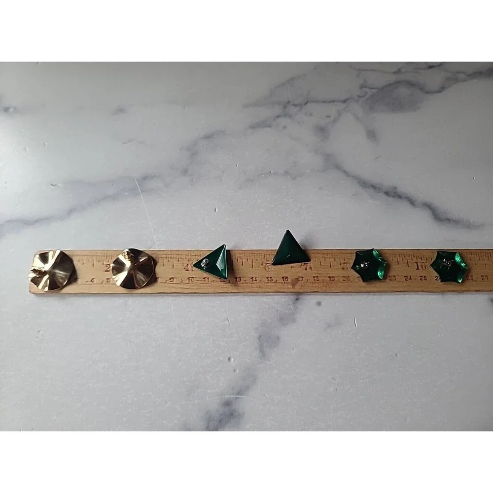 Vintage Green Enamel Stud Earring Lot